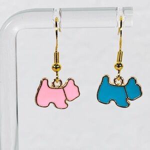 Pink & Blue Dog Earrings